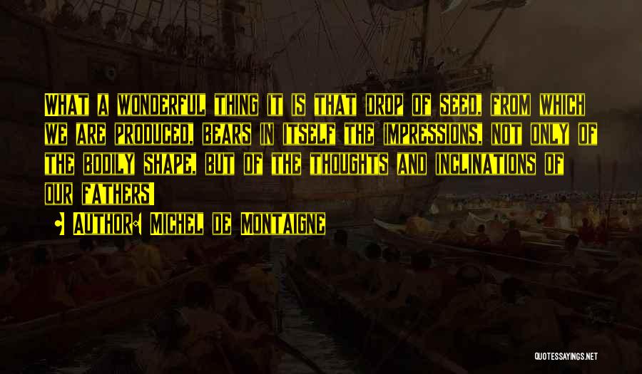 Michel De Montaigne Quotes: What A Wonderful Thing It Is That Drop Of Seed, From Which We Are Produced, Bears In Itself The Impressions,