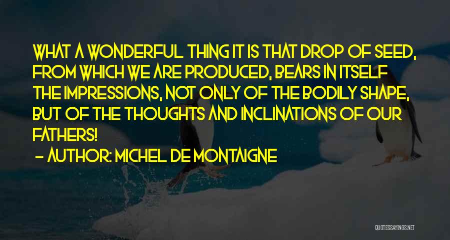 Michel De Montaigne Quotes: What A Wonderful Thing It Is That Drop Of Seed, From Which We Are Produced, Bears In Itself The Impressions,