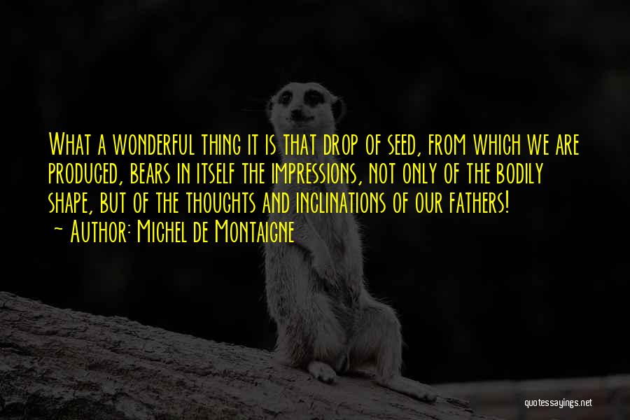 Michel De Montaigne Quotes: What A Wonderful Thing It Is That Drop Of Seed, From Which We Are Produced, Bears In Itself The Impressions,