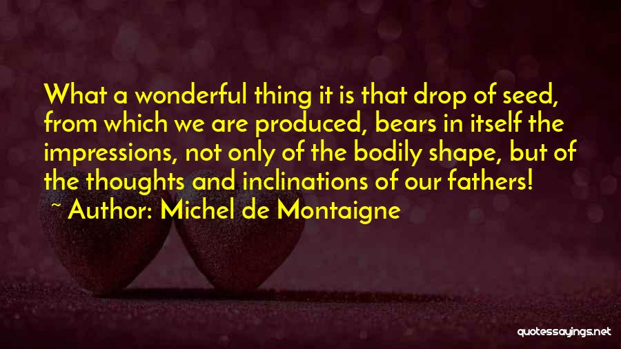 Michel De Montaigne Quotes: What A Wonderful Thing It Is That Drop Of Seed, From Which We Are Produced, Bears In Itself The Impressions,