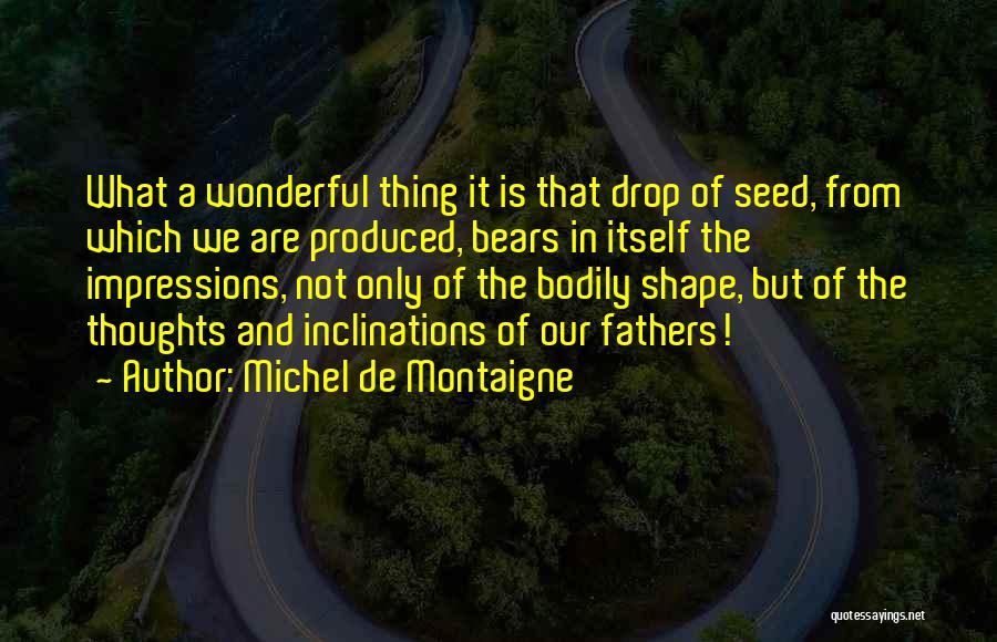 Michel De Montaigne Quotes: What A Wonderful Thing It Is That Drop Of Seed, From Which We Are Produced, Bears In Itself The Impressions,