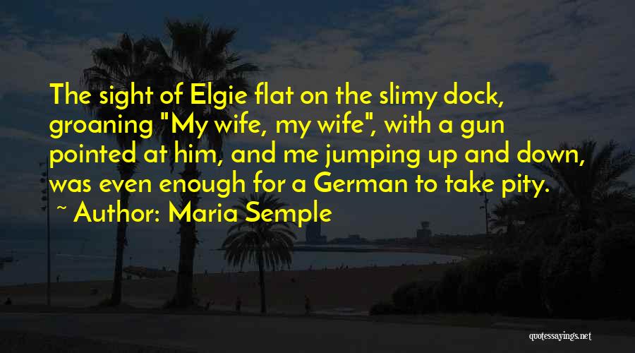 Maria Semple Quotes: The Sight Of Elgie Flat On The Slimy Dock, Groaning My Wife, My Wife, With A Gun Pointed At Him,