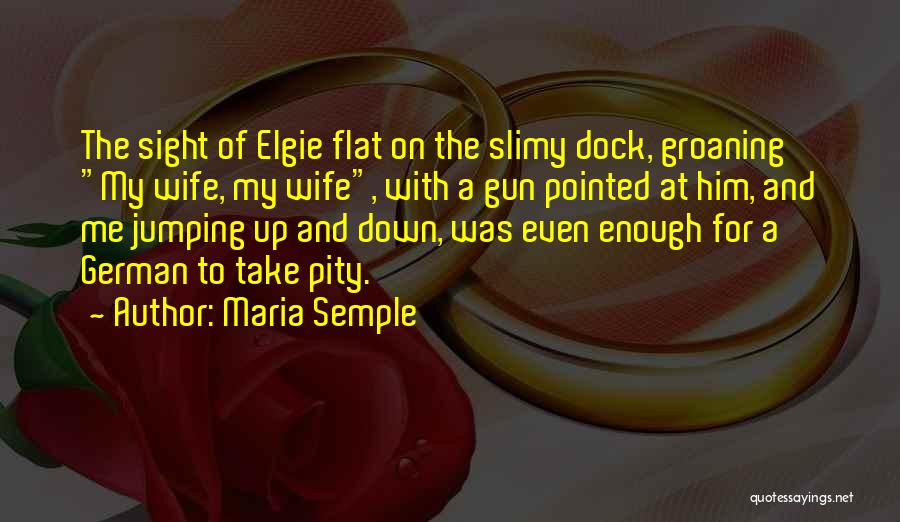 Maria Semple Quotes: The Sight Of Elgie Flat On The Slimy Dock, Groaning My Wife, My Wife, With A Gun Pointed At Him,