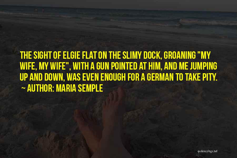 Maria Semple Quotes: The Sight Of Elgie Flat On The Slimy Dock, Groaning My Wife, My Wife, With A Gun Pointed At Him,