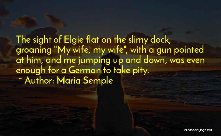 Maria Semple Quotes: The Sight Of Elgie Flat On The Slimy Dock, Groaning My Wife, My Wife, With A Gun Pointed At Him,