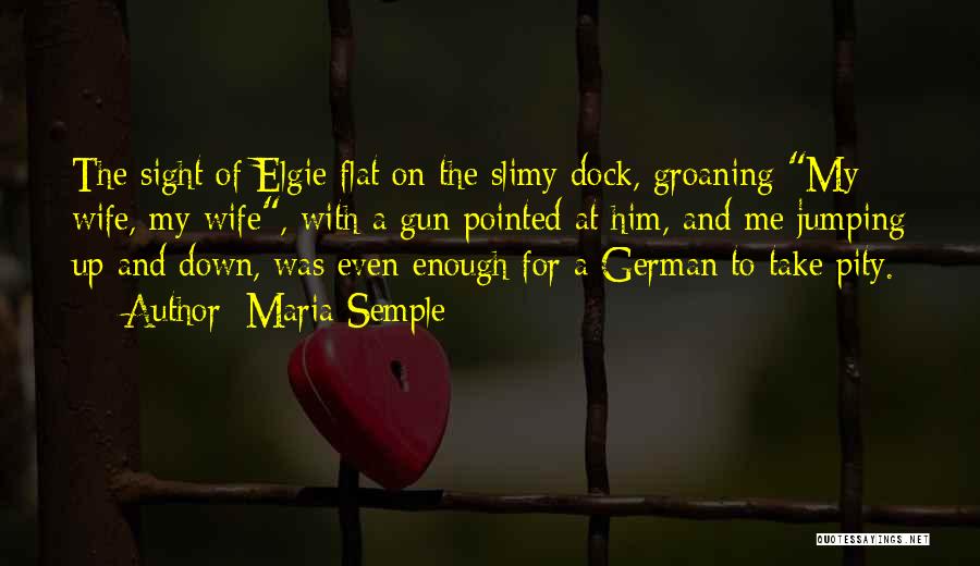 Maria Semple Quotes: The Sight Of Elgie Flat On The Slimy Dock, Groaning My Wife, My Wife, With A Gun Pointed At Him,