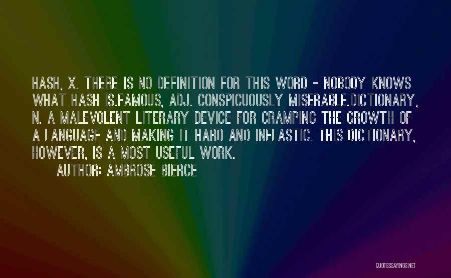 Ambrose Bierce Quotes: Hash, X. There Is No Definition For This Word - Nobody Knows What Hash Is.famous, Adj. Conspicuously Miserable.dictionary, N. A