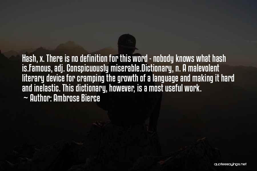 Ambrose Bierce Quotes: Hash, X. There Is No Definition For This Word - Nobody Knows What Hash Is.famous, Adj. Conspicuously Miserable.dictionary, N. A