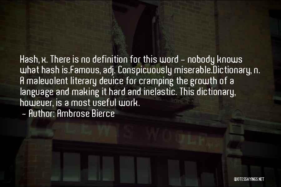 Ambrose Bierce Quotes: Hash, X. There Is No Definition For This Word - Nobody Knows What Hash Is.famous, Adj. Conspicuously Miserable.dictionary, N. A