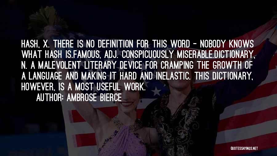 Ambrose Bierce Quotes: Hash, X. There Is No Definition For This Word - Nobody Knows What Hash Is.famous, Adj. Conspicuously Miserable.dictionary, N. A