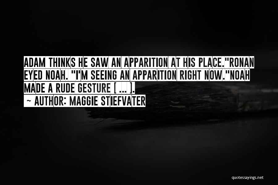 Maggie Stiefvater Quotes: Adam Thinks He Saw An Apparition At His Place.ronan Eyed Noah. I'm Seeing An Apparition Right Now.noah Made A Rude