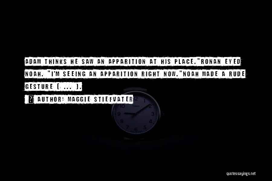 Maggie Stiefvater Quotes: Adam Thinks He Saw An Apparition At His Place.ronan Eyed Noah. I'm Seeing An Apparition Right Now.noah Made A Rude