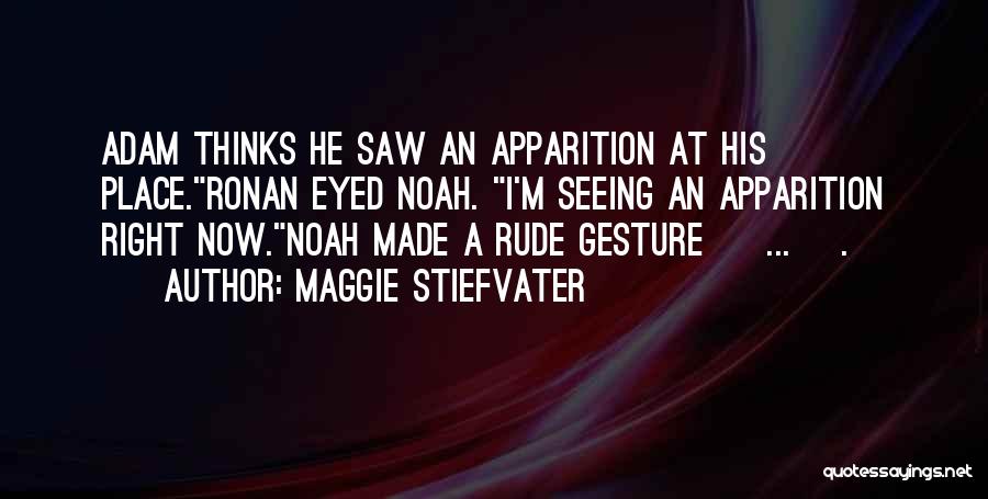 Maggie Stiefvater Quotes: Adam Thinks He Saw An Apparition At His Place.ronan Eyed Noah. I'm Seeing An Apparition Right Now.noah Made A Rude