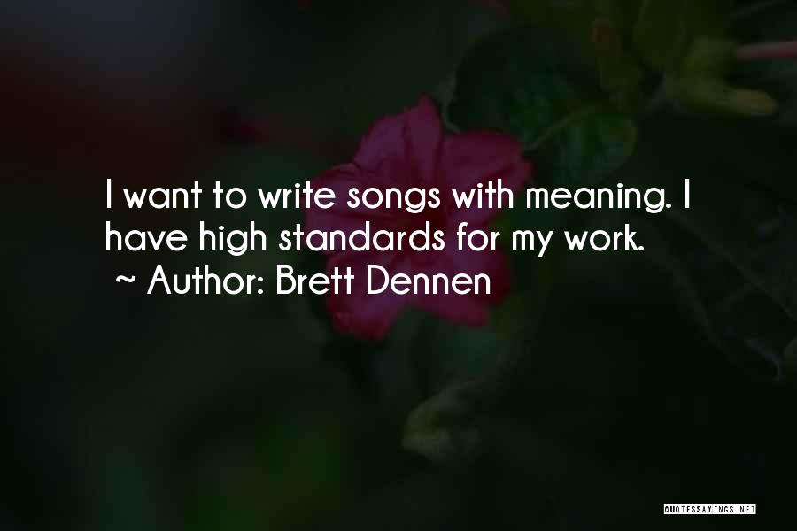 Brett Dennen Quotes: I Want To Write Songs With Meaning. I Have High Standards For My Work.