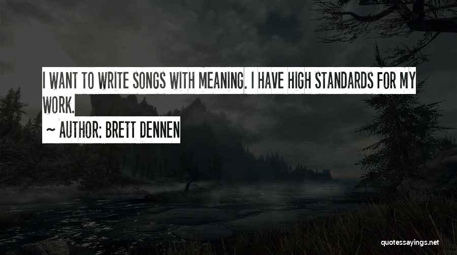 Brett Dennen Quotes: I Want To Write Songs With Meaning. I Have High Standards For My Work.