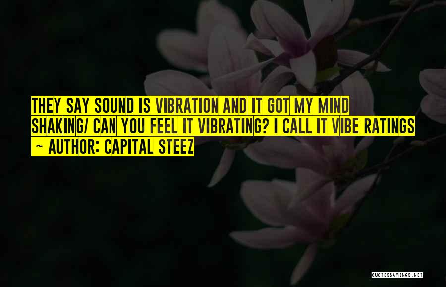 Capital STEEZ Quotes: They Say Sound Is Vibration And It Got My Mind Shaking/ Can You Feel It Vibrating? I Call It Vibe