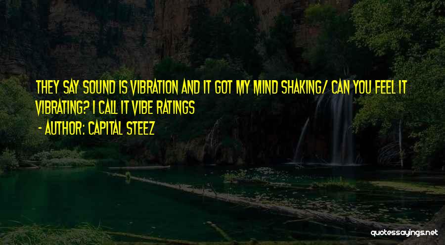 Capital STEEZ Quotes: They Say Sound Is Vibration And It Got My Mind Shaking/ Can You Feel It Vibrating? I Call It Vibe