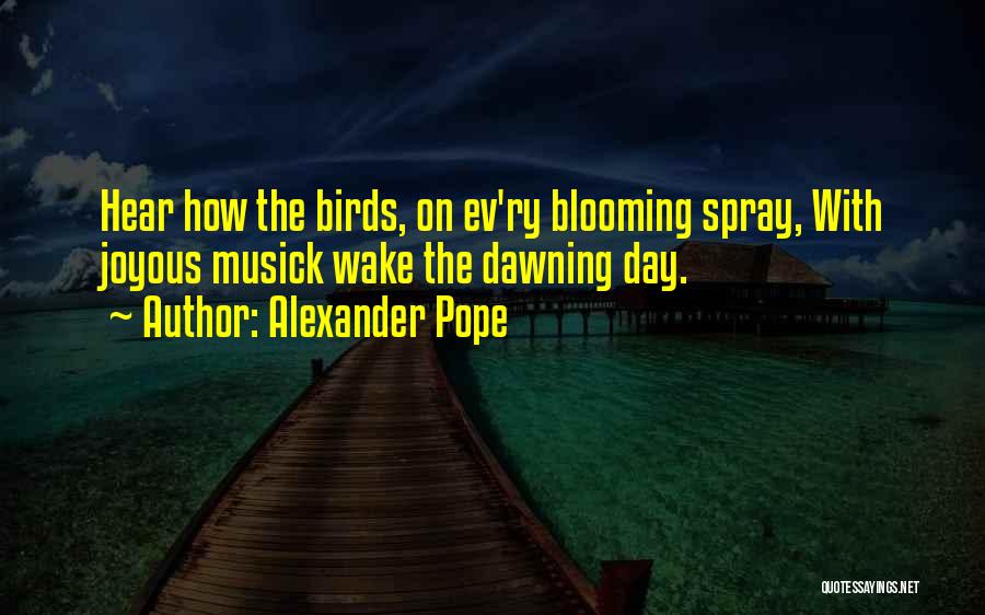 Alexander Pope Quotes: Hear How The Birds, On Ev'ry Blooming Spray, With Joyous Musick Wake The Dawning Day.