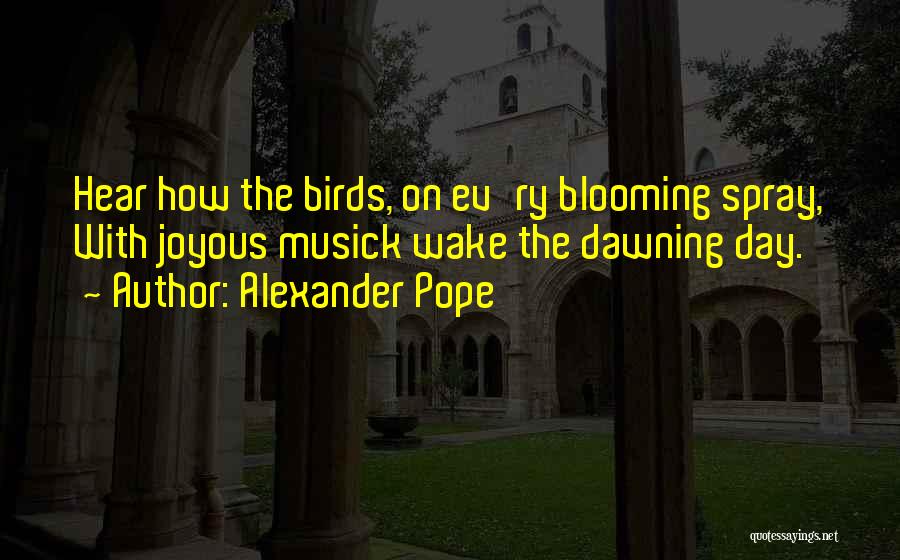 Alexander Pope Quotes: Hear How The Birds, On Ev'ry Blooming Spray, With Joyous Musick Wake The Dawning Day.