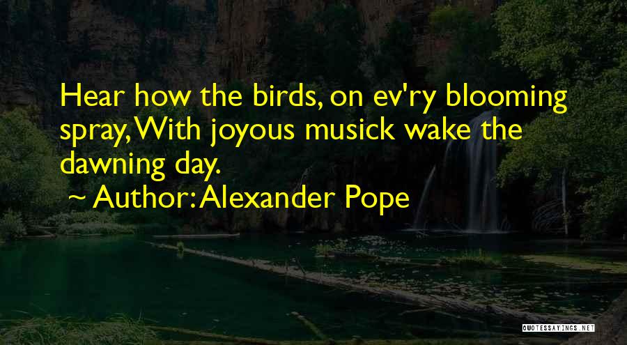 Alexander Pope Quotes: Hear How The Birds, On Ev'ry Blooming Spray, With Joyous Musick Wake The Dawning Day.