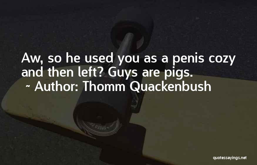 Thomm Quackenbush Quotes: Aw, So He Used You As A Penis Cozy And Then Left? Guys Are Pigs.