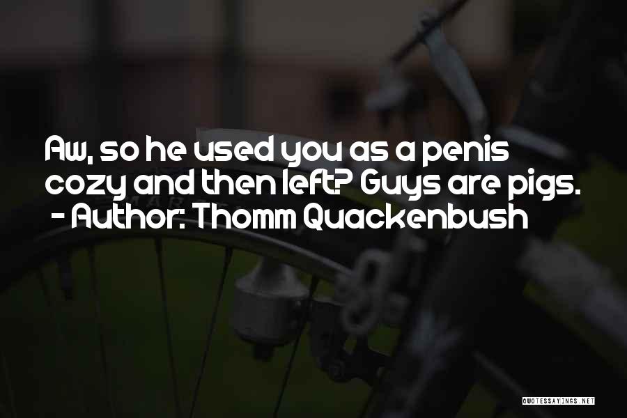 Thomm Quackenbush Quotes: Aw, So He Used You As A Penis Cozy And Then Left? Guys Are Pigs.