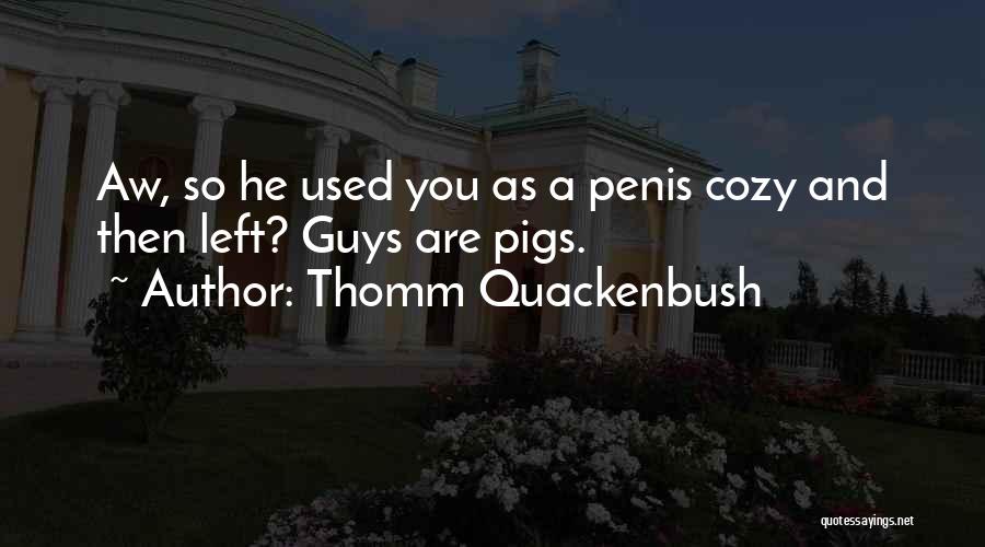 Thomm Quackenbush Quotes: Aw, So He Used You As A Penis Cozy And Then Left? Guys Are Pigs.