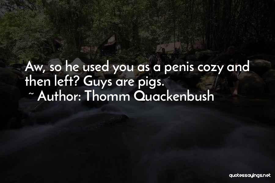 Thomm Quackenbush Quotes: Aw, So He Used You As A Penis Cozy And Then Left? Guys Are Pigs.