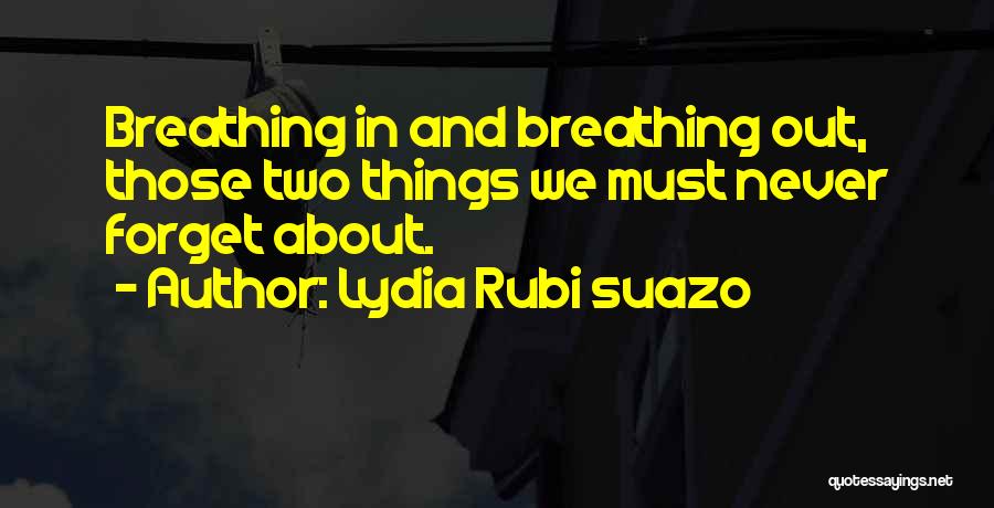 Lydia Rubi Suazo Quotes: Breathing In And Breathing Out, Those Two Things We Must Never Forget About.