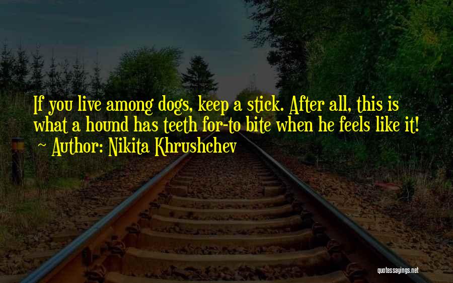 Nikita Khrushchev Quotes: If You Live Among Dogs, Keep A Stick. After All, This Is What A Hound Has Teeth For-to Bite When