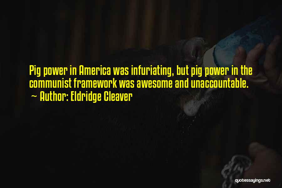 Eldridge Cleaver Quotes: Pig Power In America Was Infuriating, But Pig Power In The Communist Framework Was Awesome And Unaccountable.