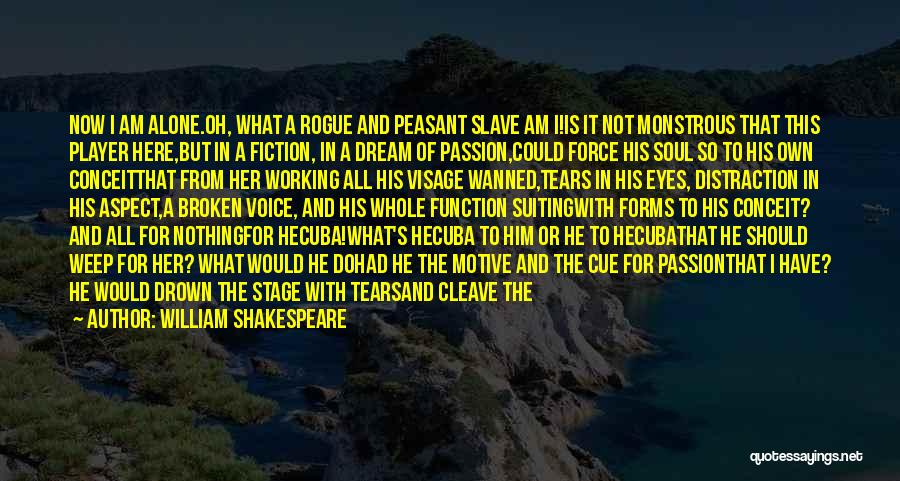 William Shakespeare Quotes: Now I Am Alone.oh, What A Rogue And Peasant Slave Am I!is It Not Monstrous That This Player Here,but In