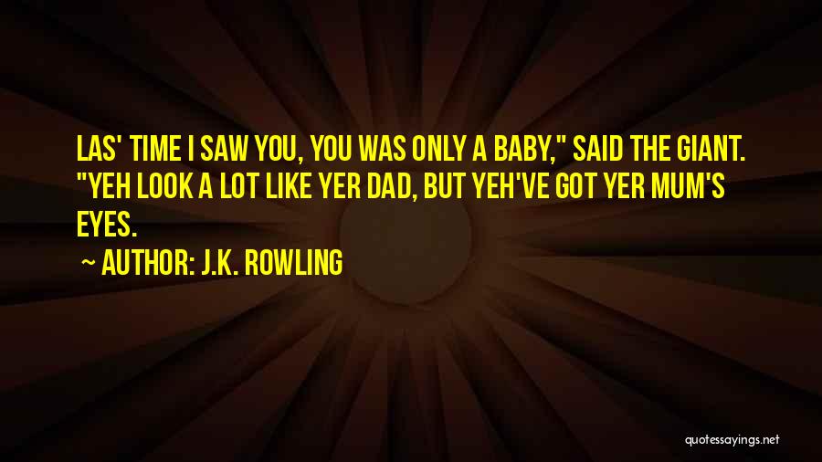 J.K. Rowling Quotes: Las' Time I Saw You, You Was Only A Baby, Said The Giant. Yeh Look A Lot Like Yer Dad,