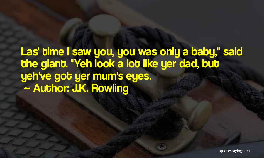 J.K. Rowling Quotes: Las' Time I Saw You, You Was Only A Baby, Said The Giant. Yeh Look A Lot Like Yer Dad,