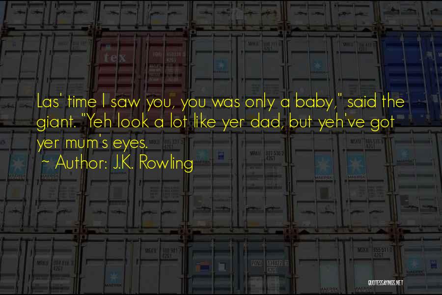 J.K. Rowling Quotes: Las' Time I Saw You, You Was Only A Baby, Said The Giant. Yeh Look A Lot Like Yer Dad,