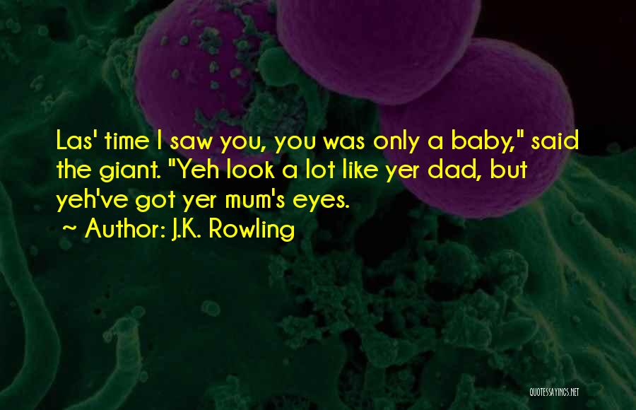 J.K. Rowling Quotes: Las' Time I Saw You, You Was Only A Baby, Said The Giant. Yeh Look A Lot Like Yer Dad,