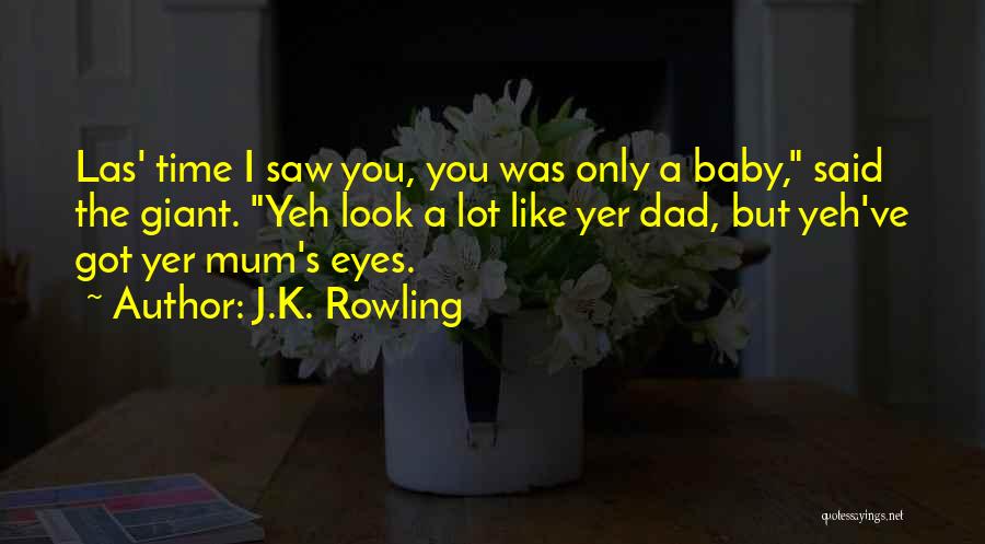 J.K. Rowling Quotes: Las' Time I Saw You, You Was Only A Baby, Said The Giant. Yeh Look A Lot Like Yer Dad,