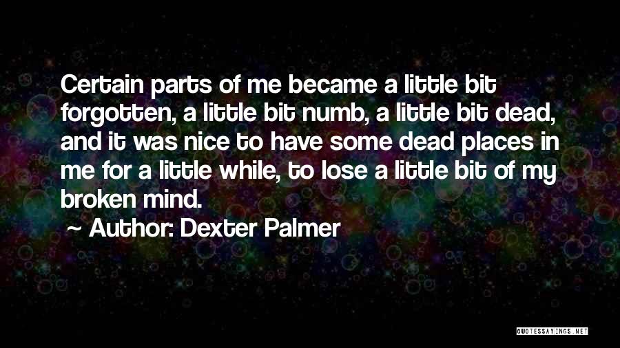 Dexter Palmer Quotes: Certain Parts Of Me Became A Little Bit Forgotten, A Little Bit Numb, A Little Bit Dead, And It Was