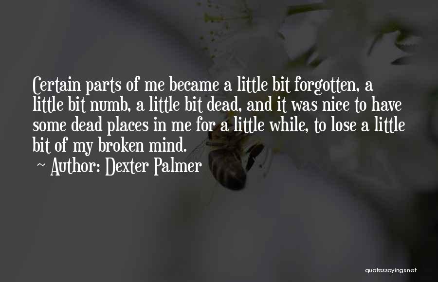 Dexter Palmer Quotes: Certain Parts Of Me Became A Little Bit Forgotten, A Little Bit Numb, A Little Bit Dead, And It Was