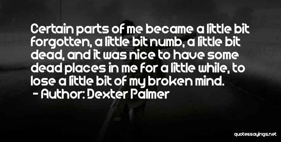 Dexter Palmer Quotes: Certain Parts Of Me Became A Little Bit Forgotten, A Little Bit Numb, A Little Bit Dead, And It Was