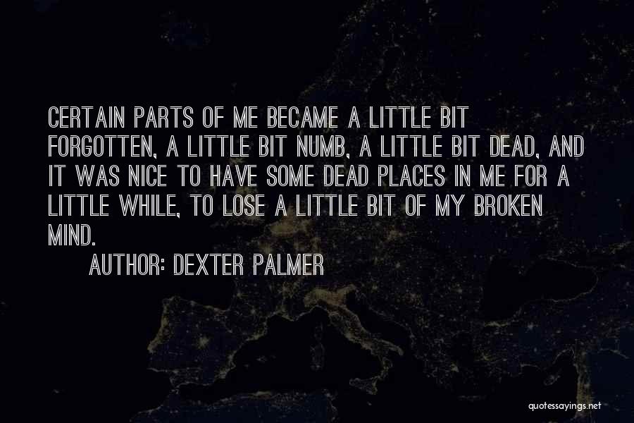 Dexter Palmer Quotes: Certain Parts Of Me Became A Little Bit Forgotten, A Little Bit Numb, A Little Bit Dead, And It Was