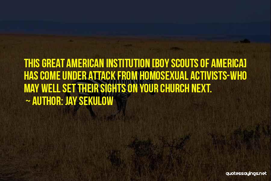 Jay Sekulow Quotes: This Great American Institution [boy Scouts Of America] Has Come Under Attack From Homosexual Activists-who May Well Set Their Sights