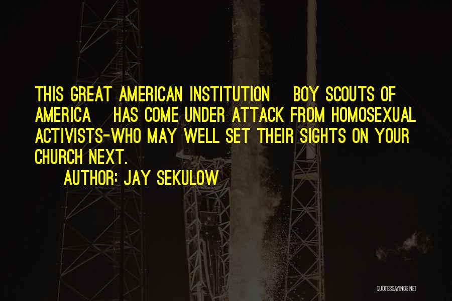Jay Sekulow Quotes: This Great American Institution [boy Scouts Of America] Has Come Under Attack From Homosexual Activists-who May Well Set Their Sights