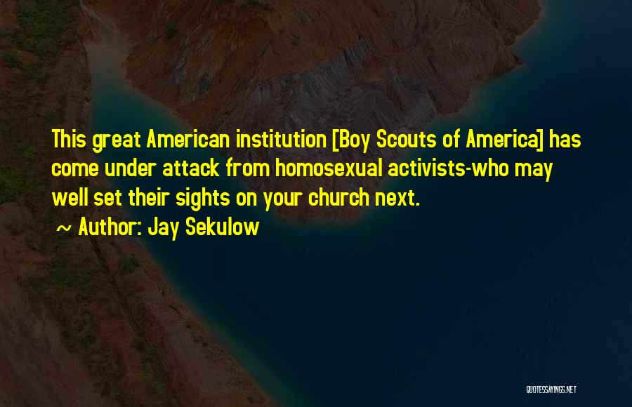 Jay Sekulow Quotes: This Great American Institution [boy Scouts Of America] Has Come Under Attack From Homosexual Activists-who May Well Set Their Sights