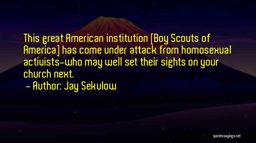 Jay Sekulow Quotes: This Great American Institution [boy Scouts Of America] Has Come Under Attack From Homosexual Activists-who May Well Set Their Sights