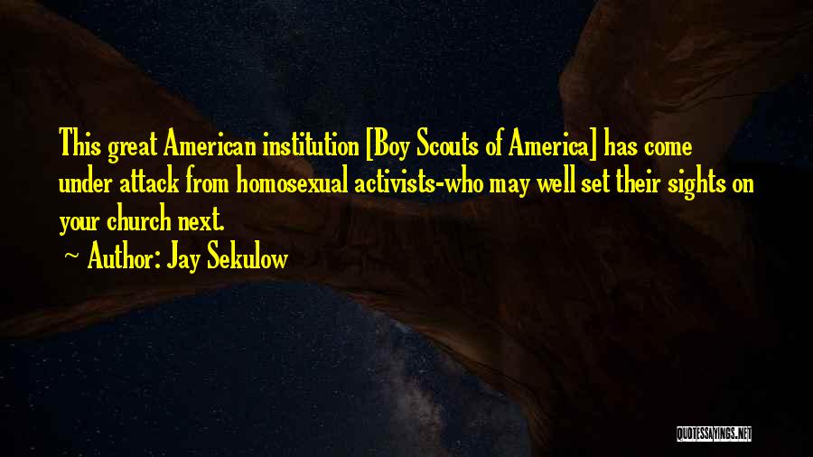 Jay Sekulow Quotes: This Great American Institution [boy Scouts Of America] Has Come Under Attack From Homosexual Activists-who May Well Set Their Sights