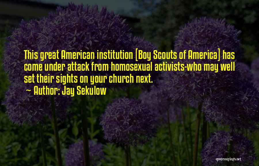 Jay Sekulow Quotes: This Great American Institution [boy Scouts Of America] Has Come Under Attack From Homosexual Activists-who May Well Set Their Sights