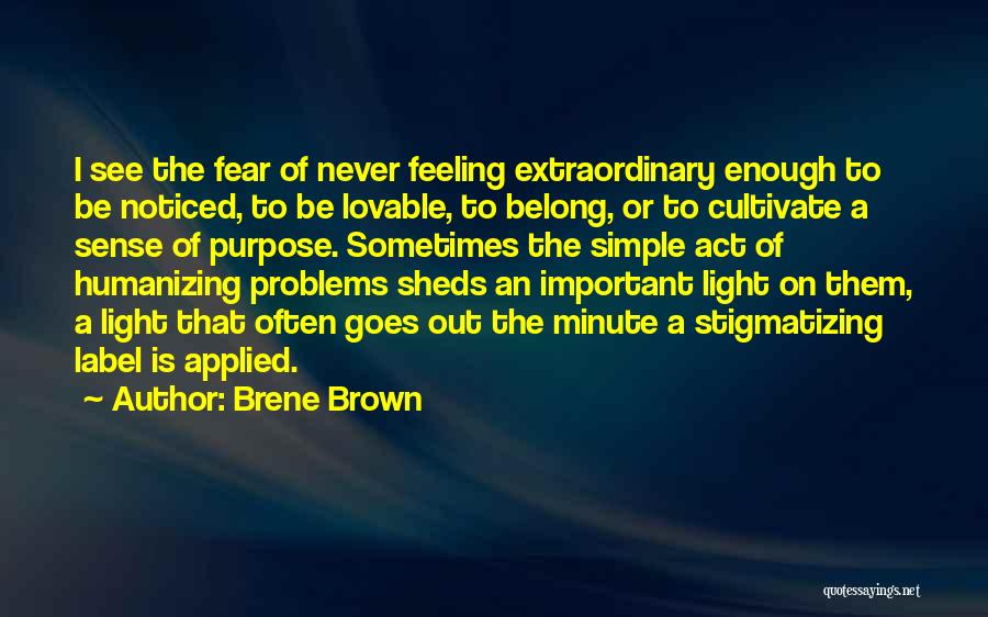 Brene Brown Quotes: I See The Fear Of Never Feeling Extraordinary Enough To Be Noticed, To Be Lovable, To Belong, Or To Cultivate