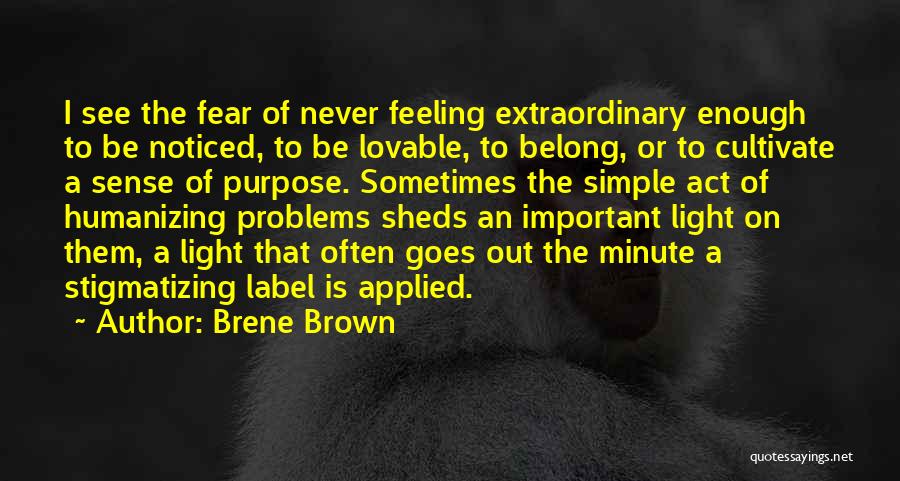 Brene Brown Quotes: I See The Fear Of Never Feeling Extraordinary Enough To Be Noticed, To Be Lovable, To Belong, Or To Cultivate