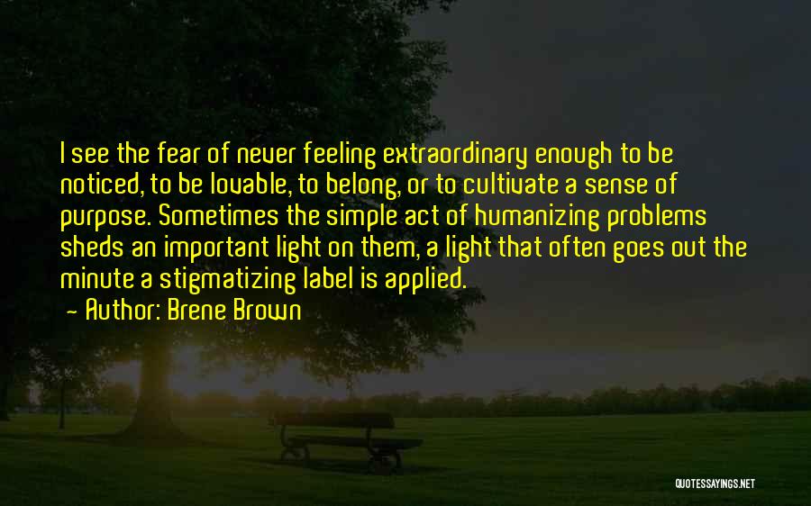 Brene Brown Quotes: I See The Fear Of Never Feeling Extraordinary Enough To Be Noticed, To Be Lovable, To Belong, Or To Cultivate